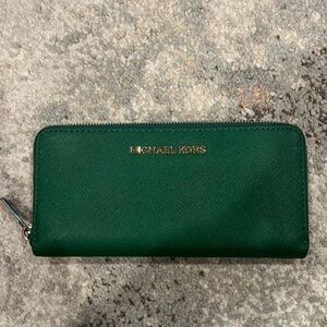 Michael Kors zip wallet in dark green